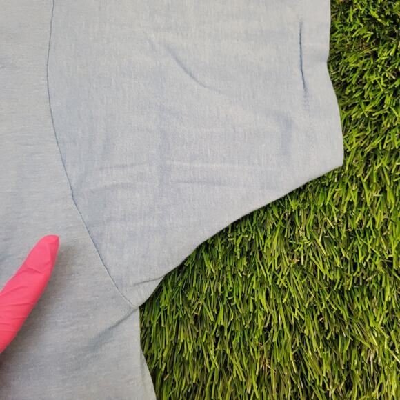 Vintage 80s Class Act Tanning Shirt Medium 20x27 Blue - Picture 6 of 15